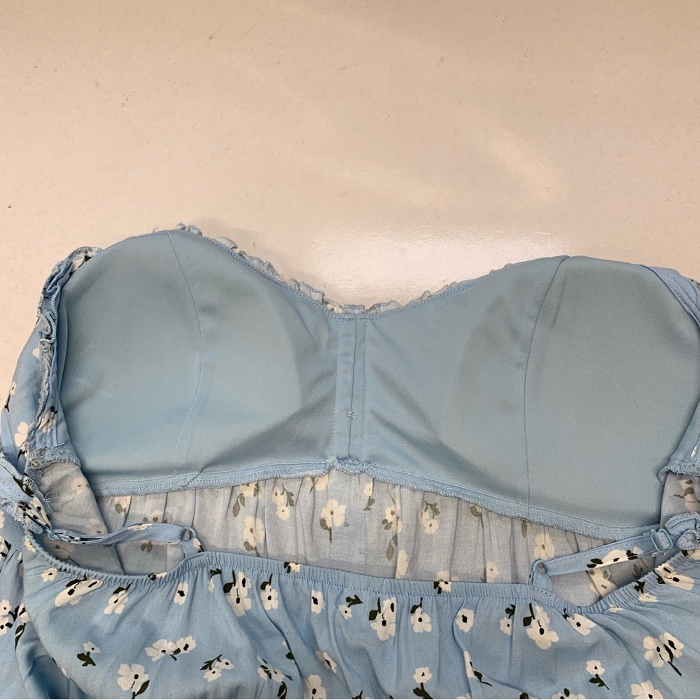 No Boundries Y2K Babydoll Tank Cami Junior 2X Blue Floral Ruffle Feminine Retro - Picture 6 of 10